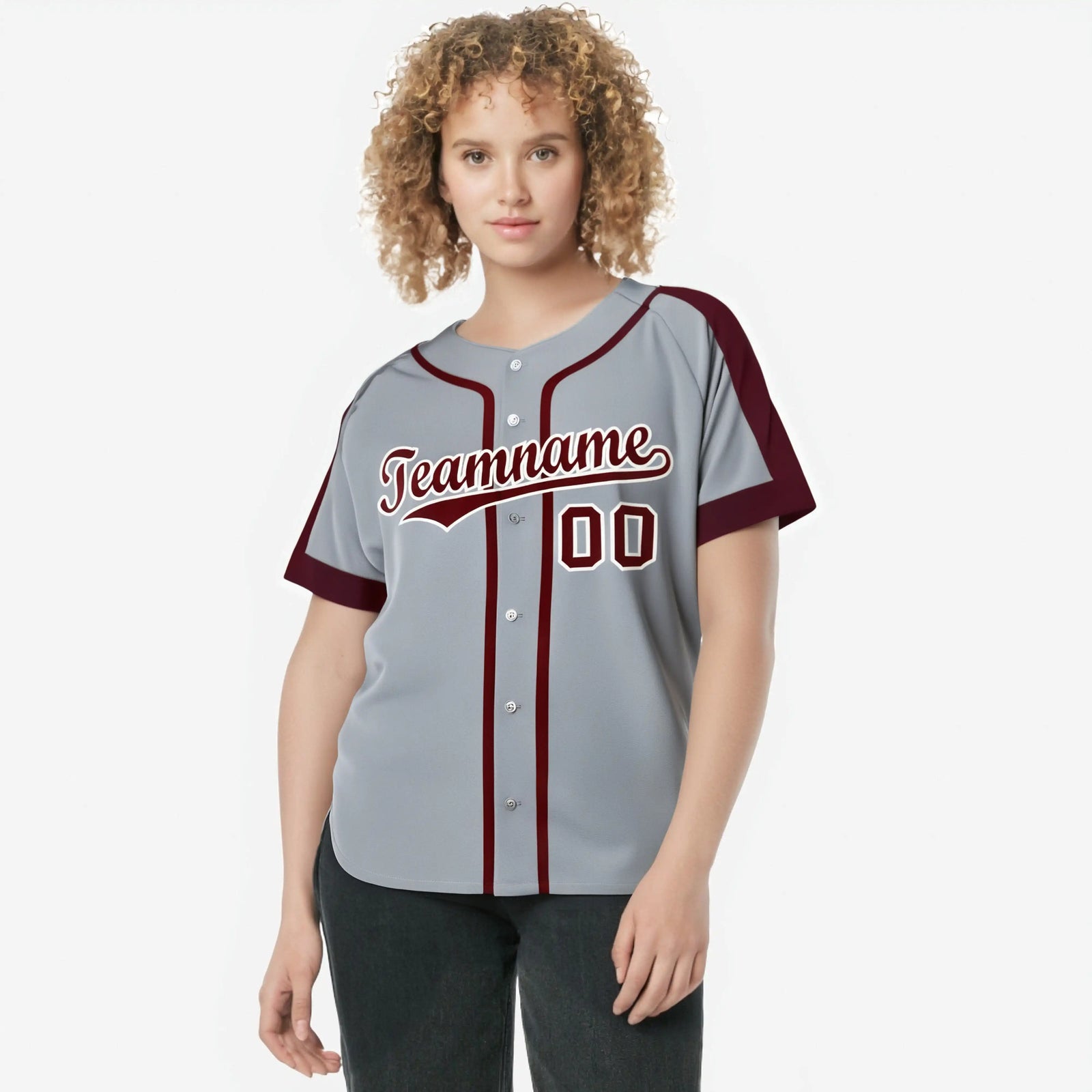 Custom Gray Red White Baseball Jersey