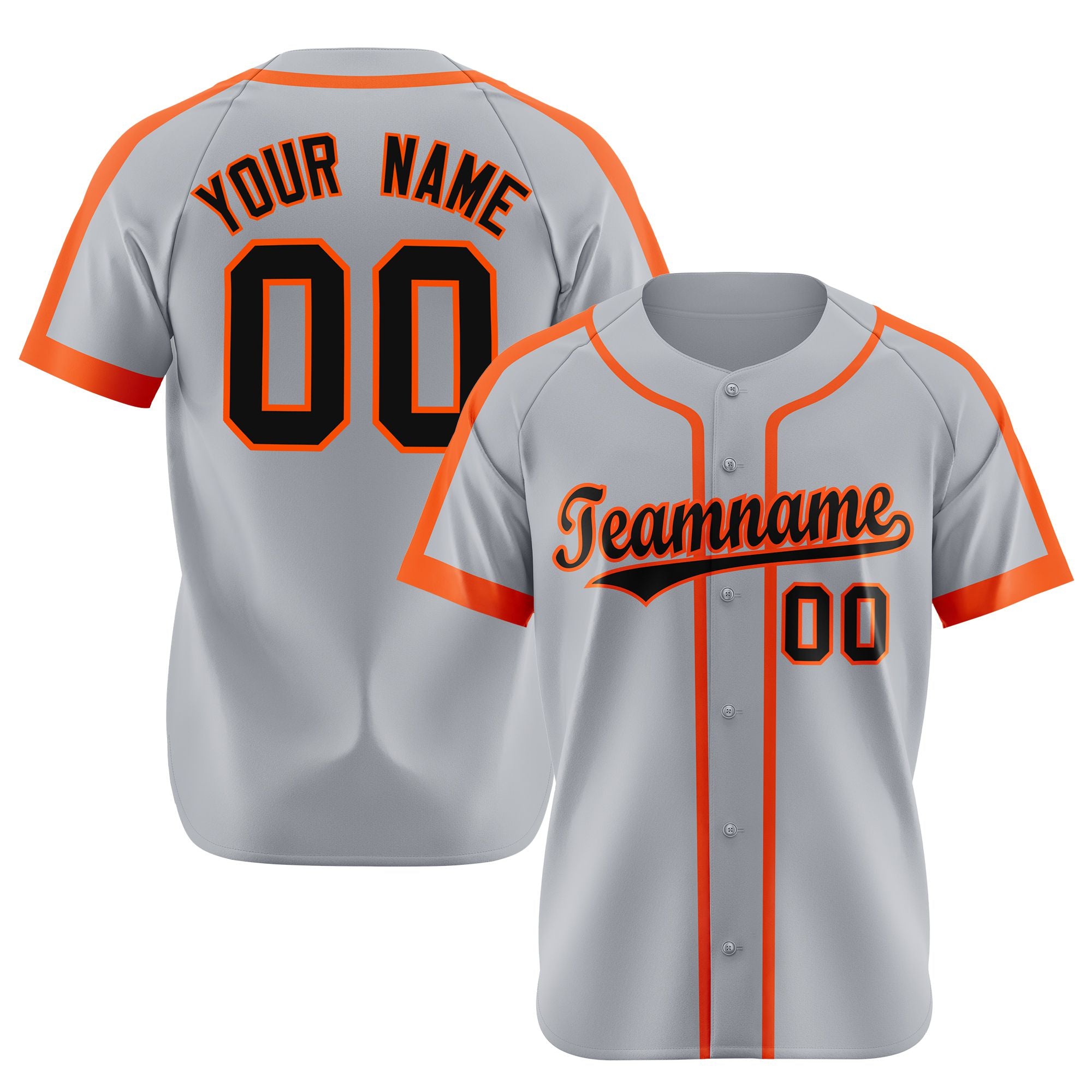 Custom Gray Bay Orange Black Baseball Jersey