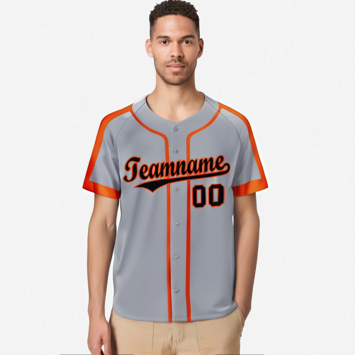 Custom Gray Bay Orange Black Baseball Jersey