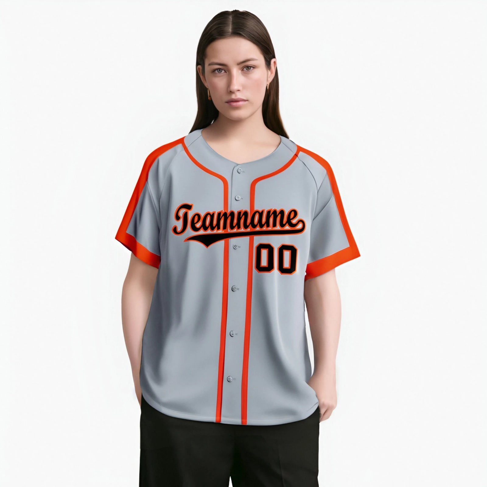 Custom Gray Bay Orange Black Baseball Jersey