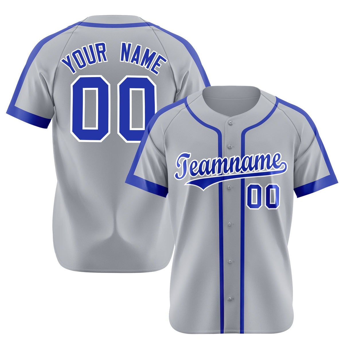 Custom Gray Royal Blue White Baseball Jersey Personalized For Adults Youth