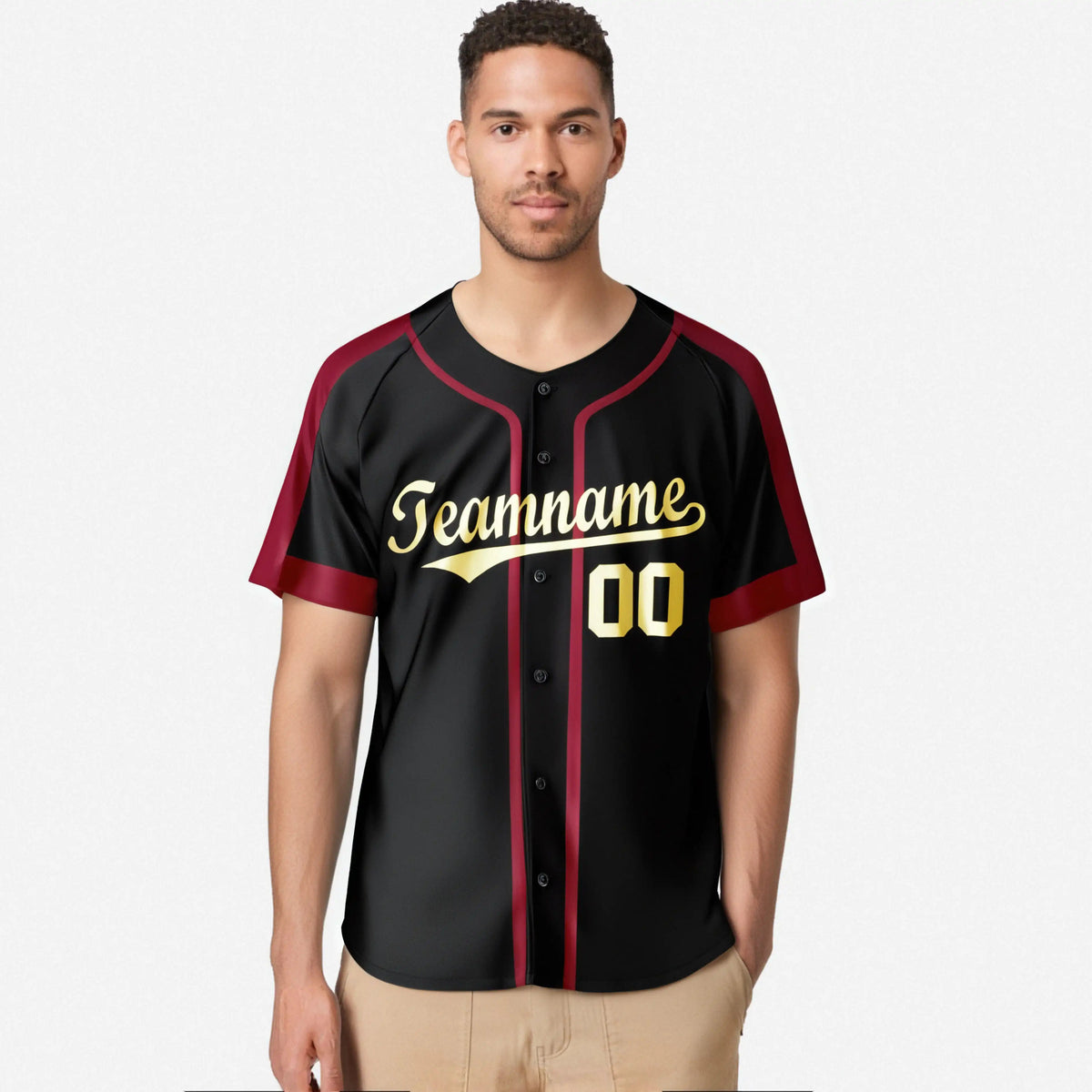 Custom Black Old Gold Crimson Baseball Jersey