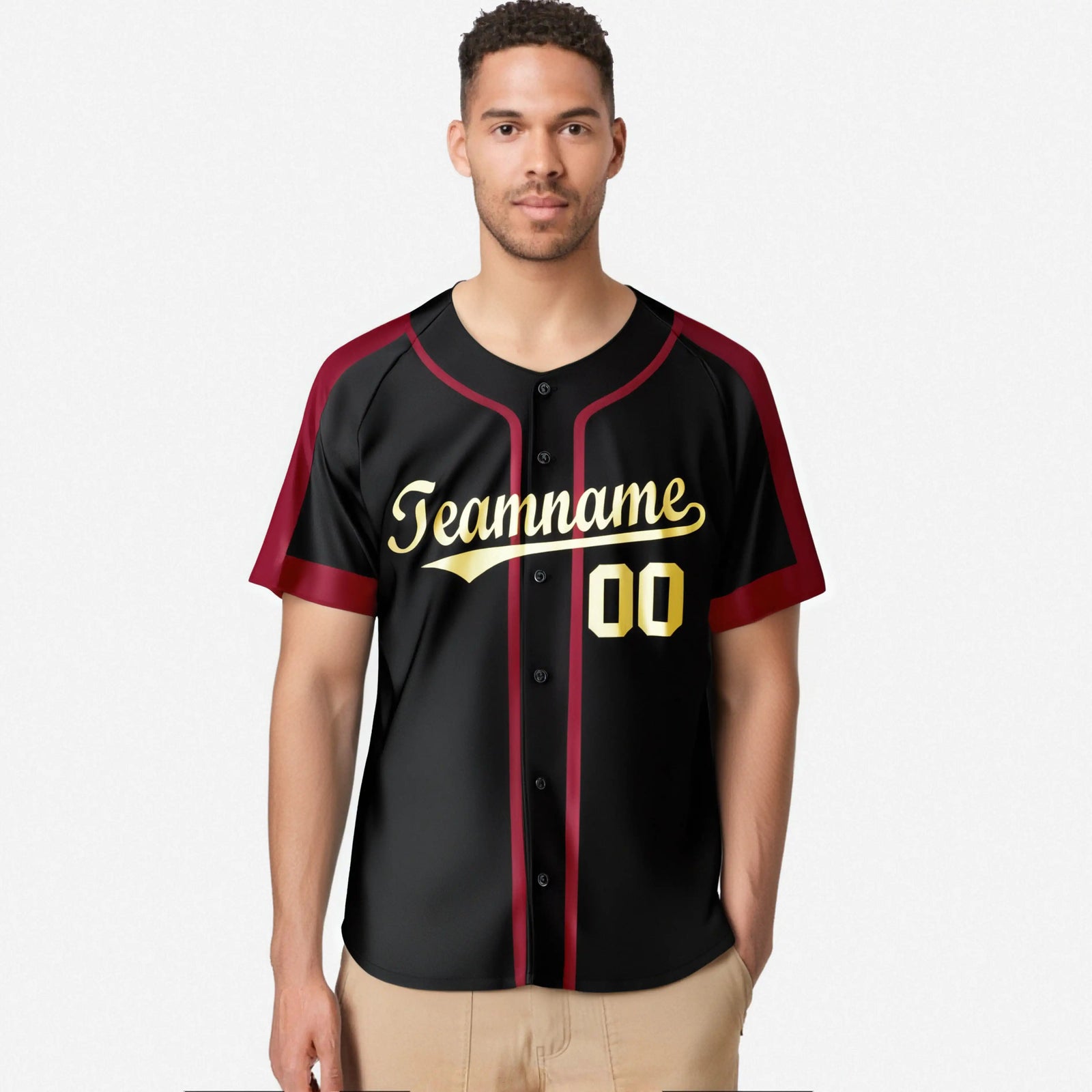 Custom Black Old Gold Crimson Baseball Jersey