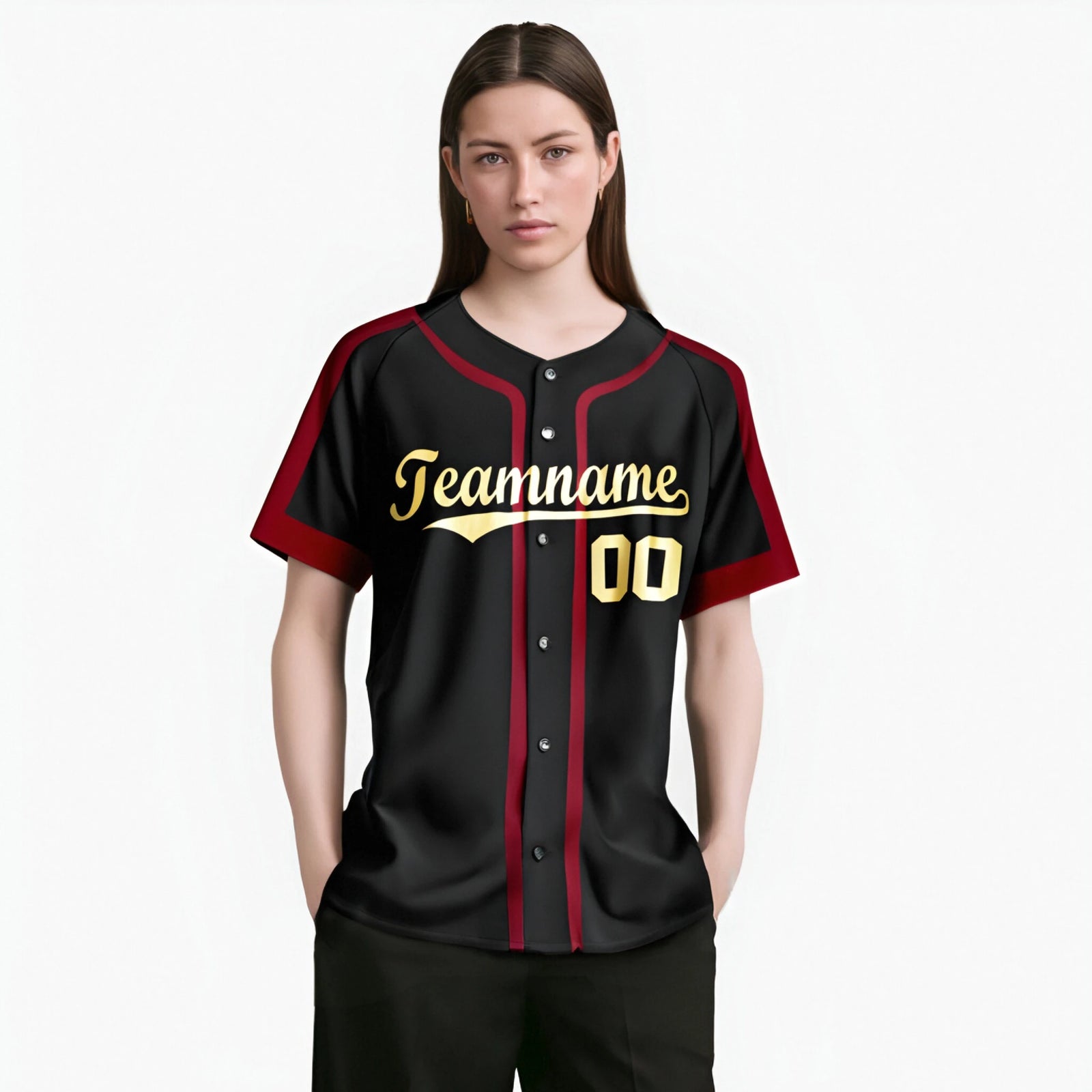 Custom Black Old Gold Crimson Baseball Jersey