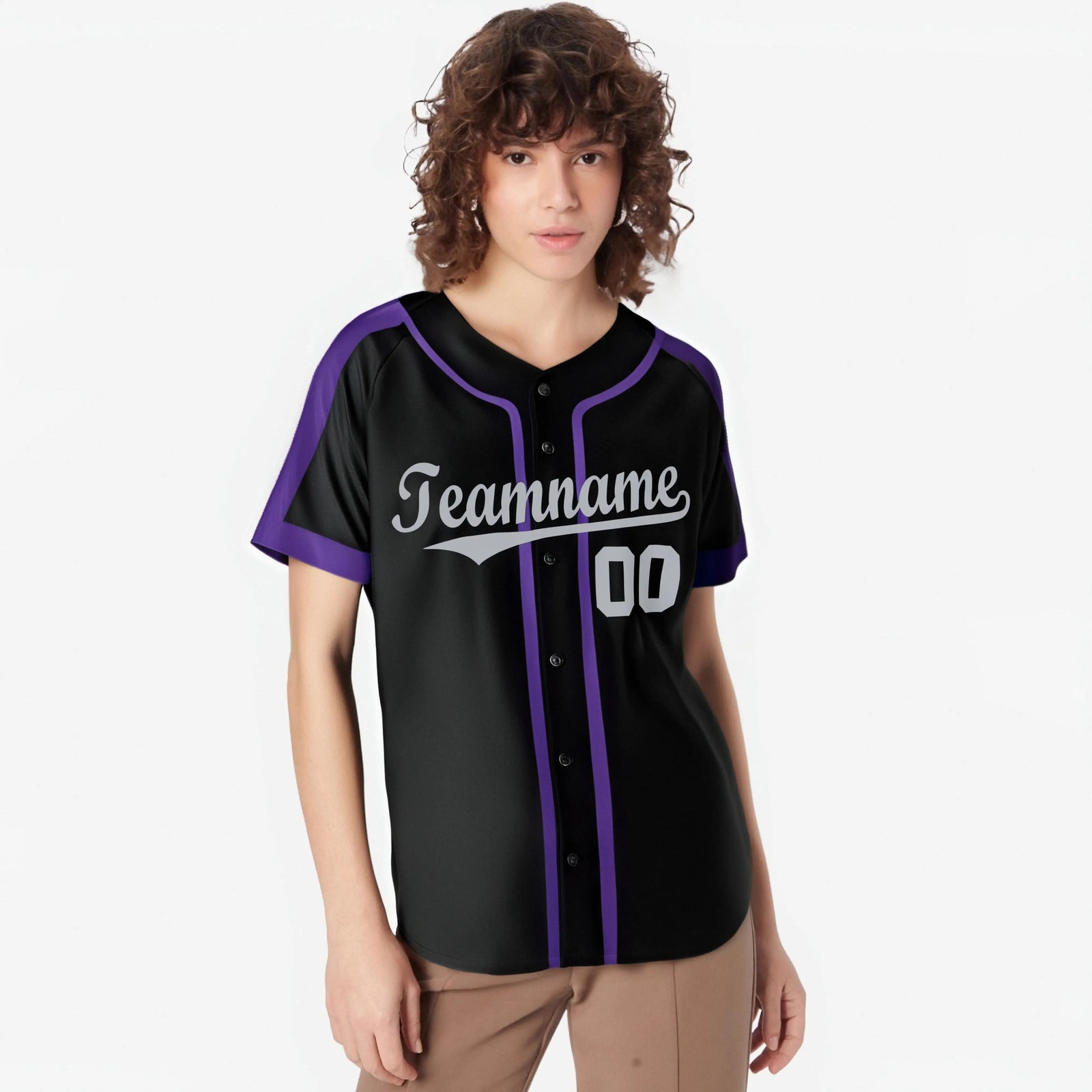 Custom Black Purple Gray Baseball Jersey
