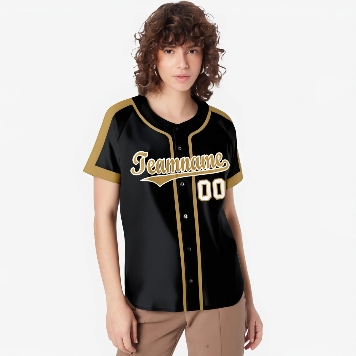 Custom Black Old Gold White Baseball Jersey