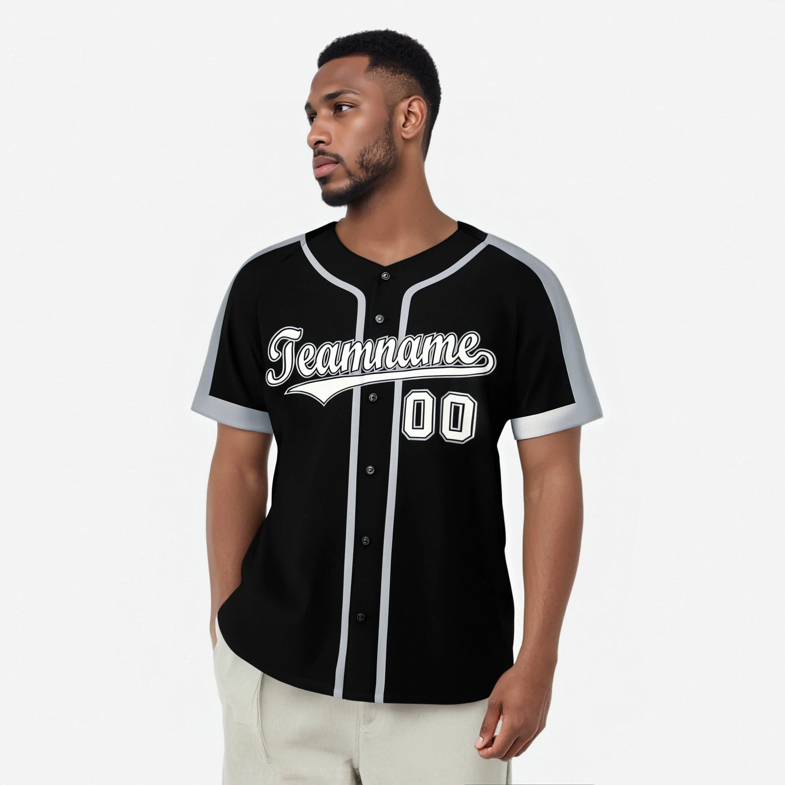 Custom Black White Grap Baseball Jersey