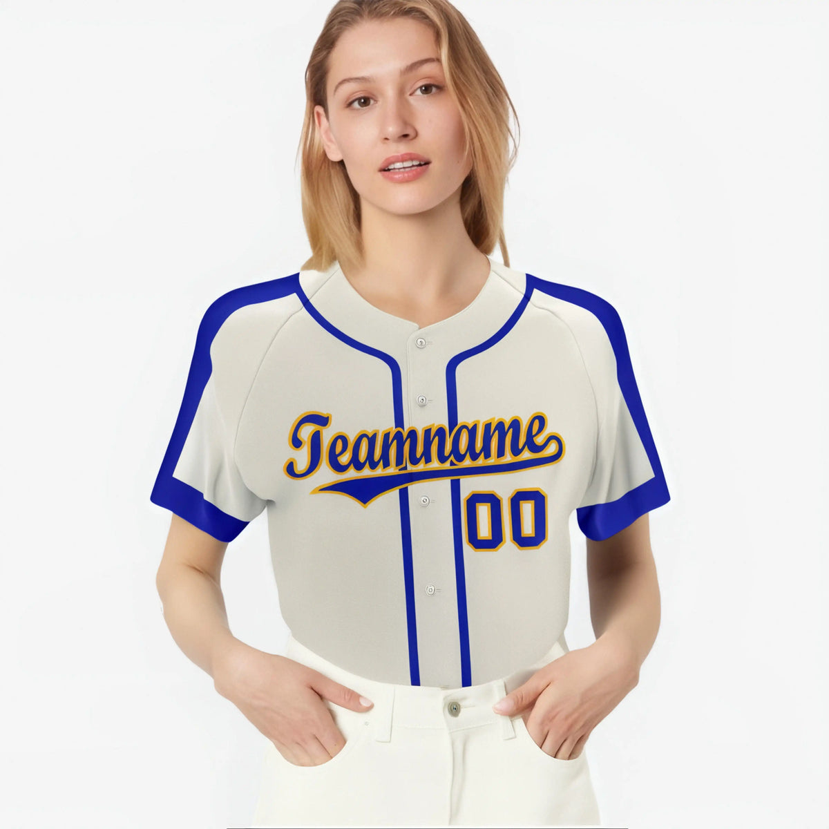 Custom Khaki Royal Blue Baseball Jersey