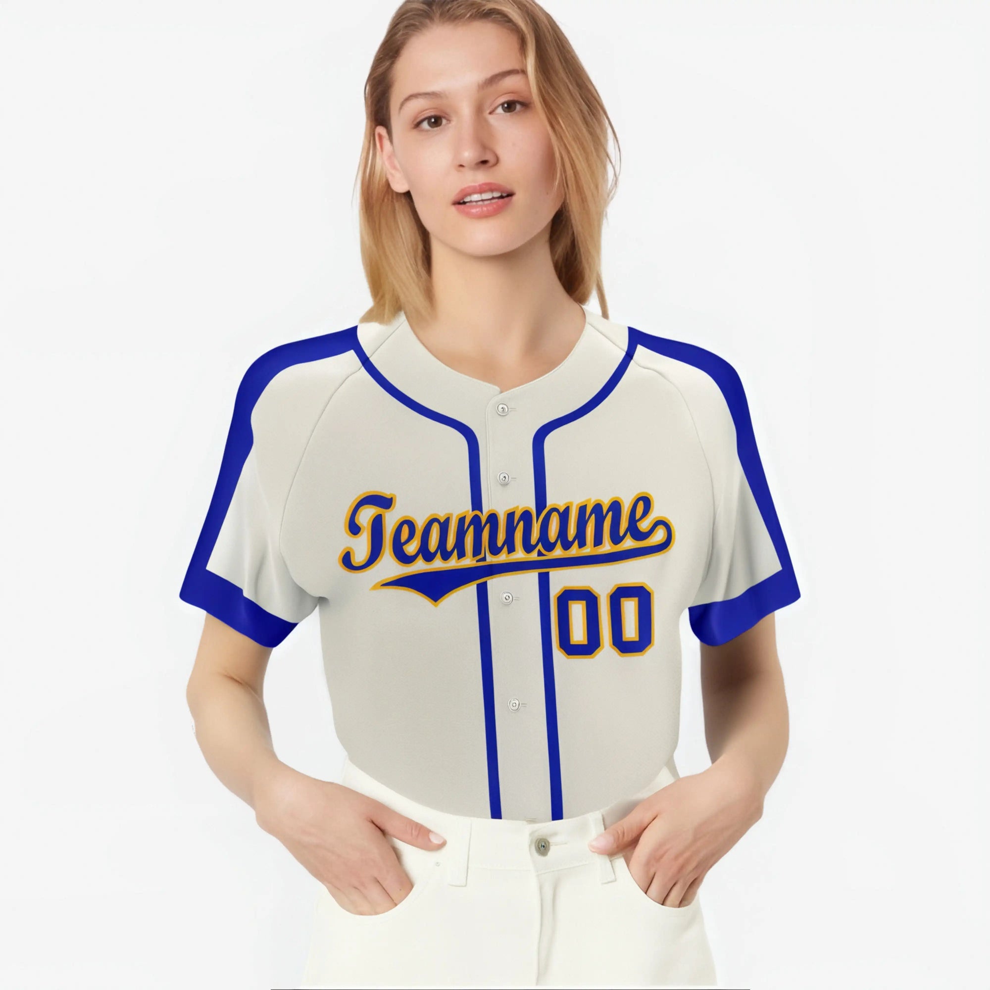 Custom Khaki Royal Blue Baseball Jersey