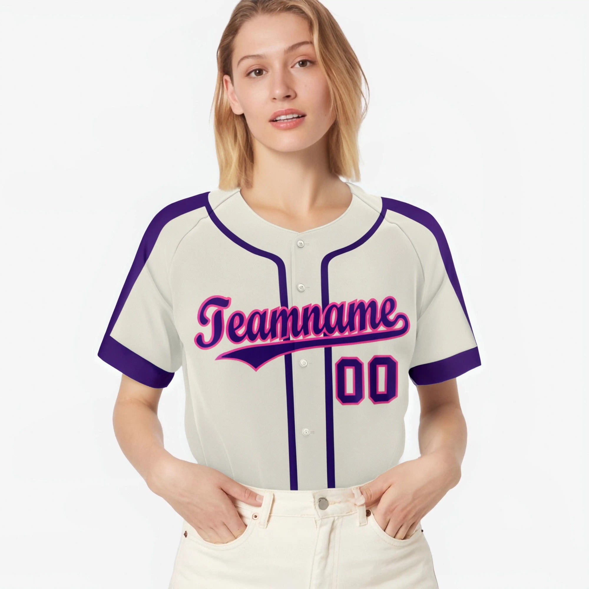 Custom Khaki Purple Blue Baseball Jersey