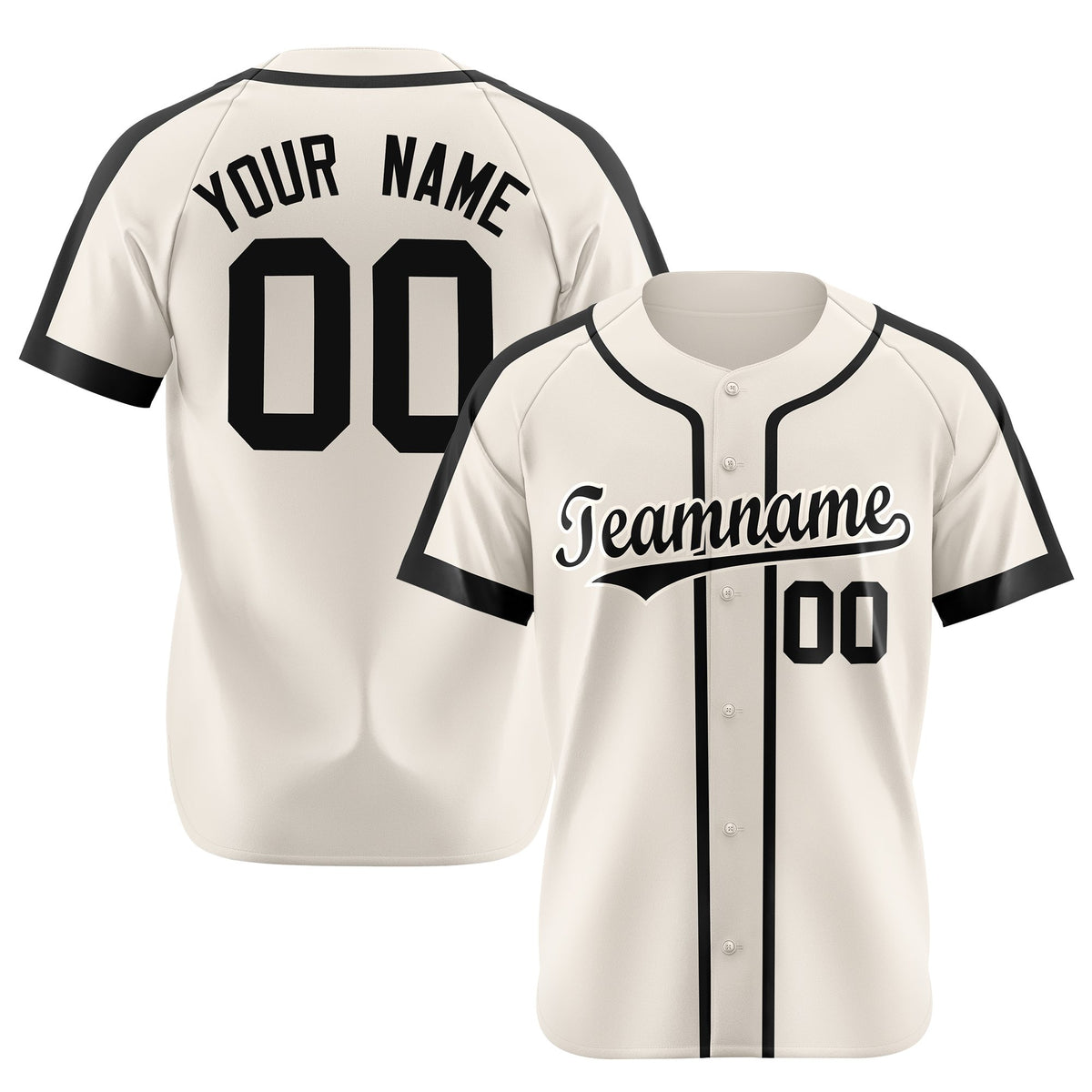 Custom Cream Black Baseball Jersey