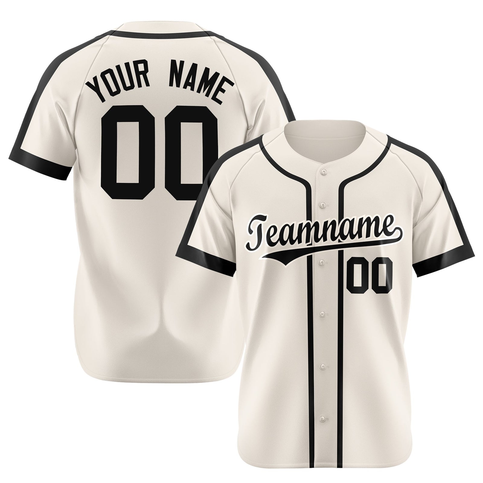 Custom Cream Black Baseball Jersey