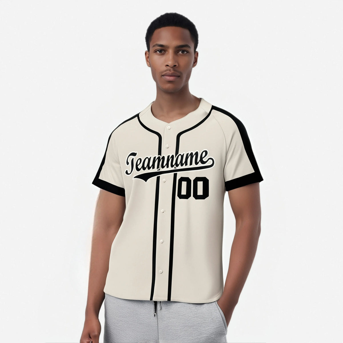 Custom Cream Black Baseball Jersey