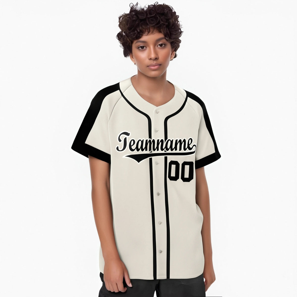 Custom Cream Black Baseball Jersey