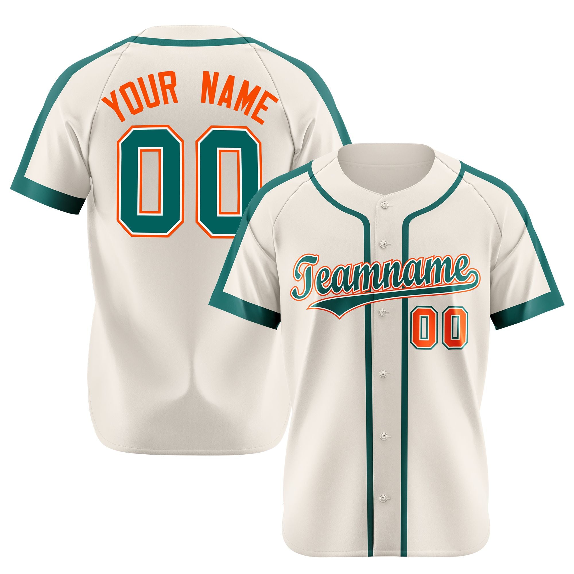 Custom Khaki Aqua Orange Baseball Jersey