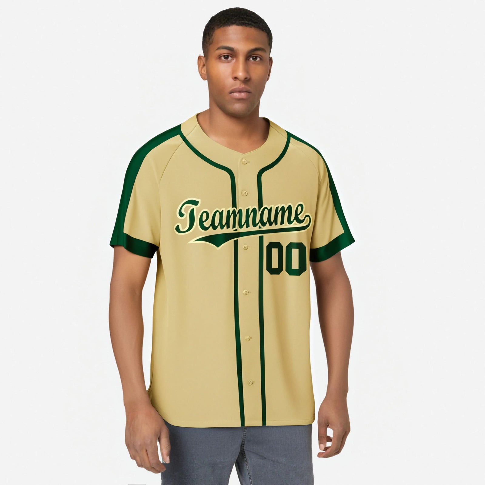 Custom Khaki Green Baseball Jersey