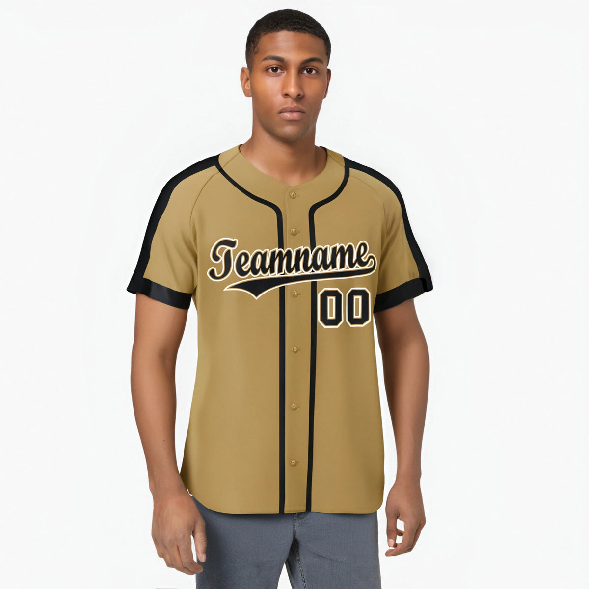 Custom Brown Gold Black Baseball Jersey