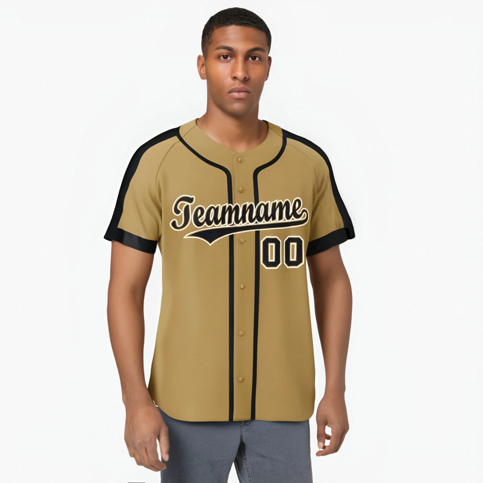 Custom Brown Gold Black Baseball Jersey