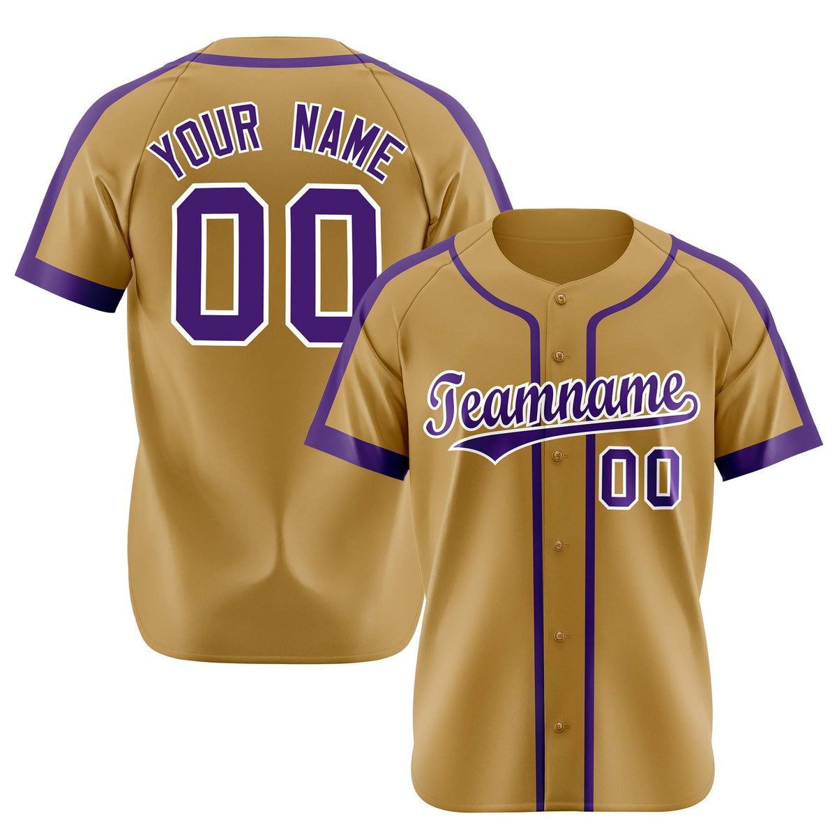 Custom Gold Purple White Baseball Jersey