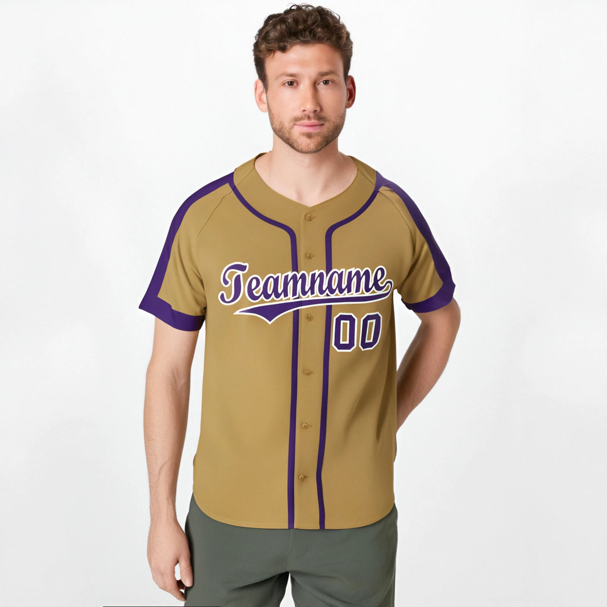 Custom Gold Purple White Baseball Jersey