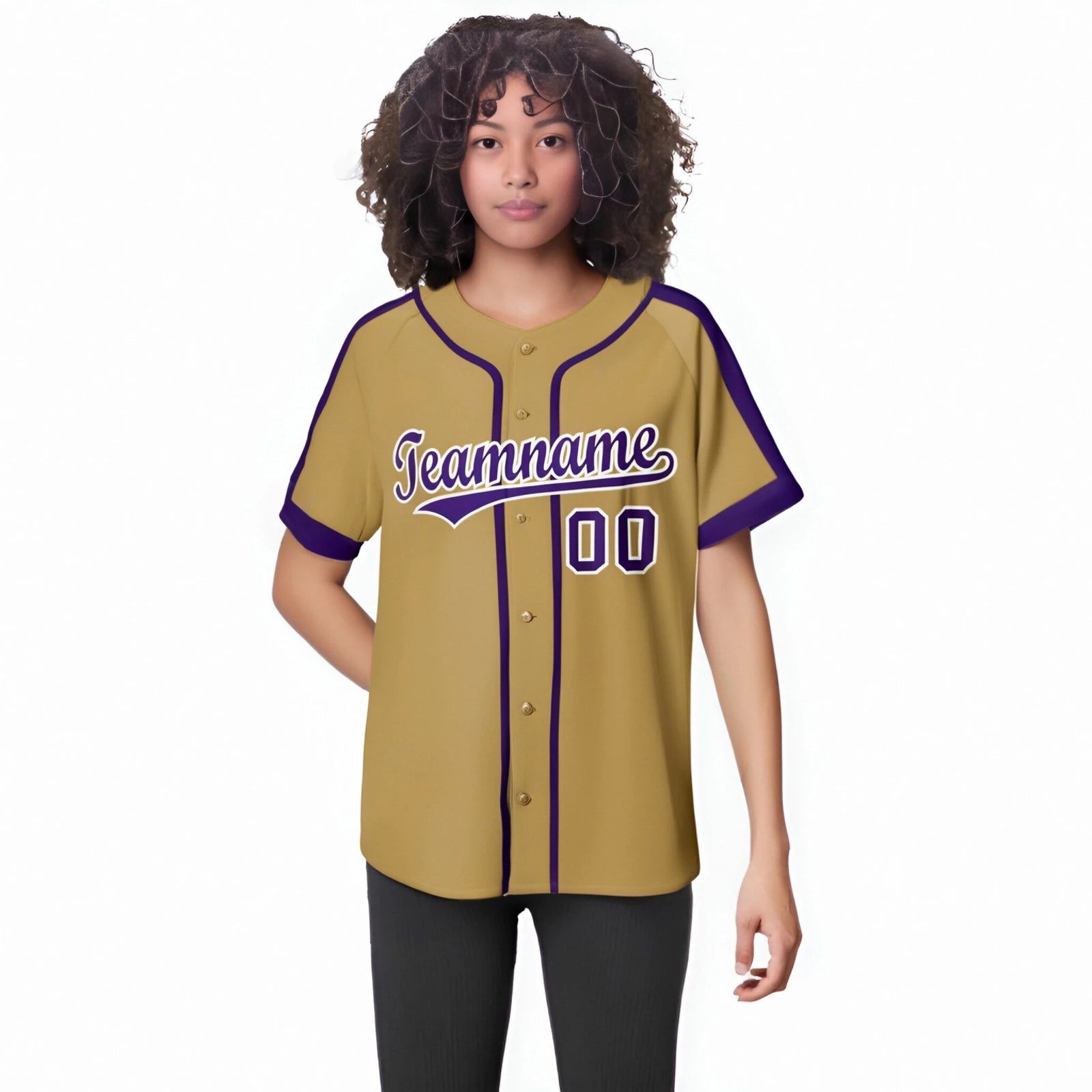 Custom Gold Purple White Baseball Jersey