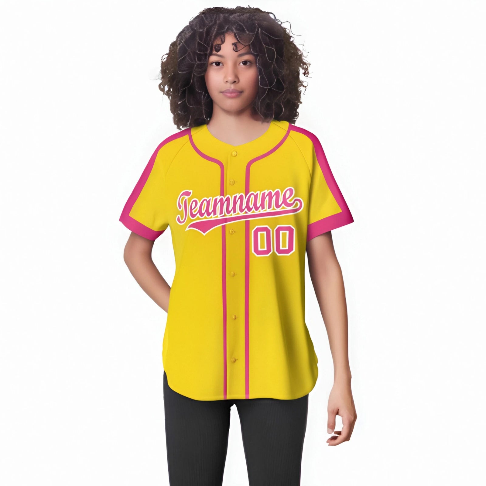 Custom Yellow Pink White Baseball Jersey