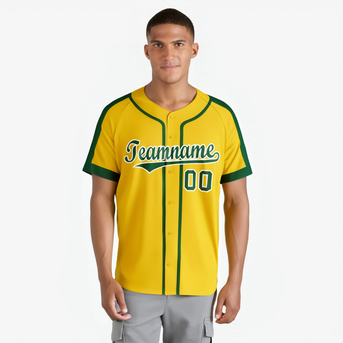 Custom Yellow Green White Baseball Jersey
