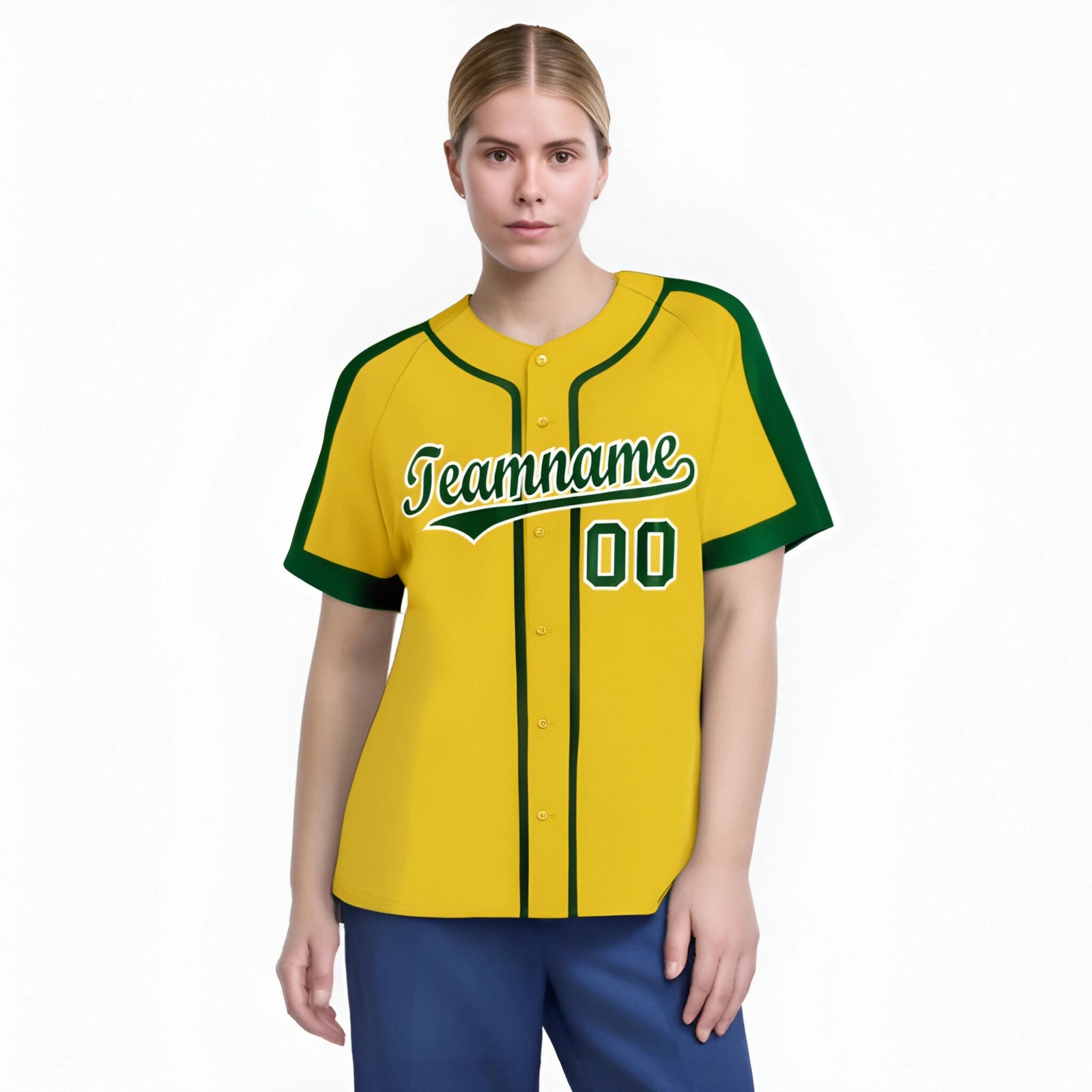 Custom Yellow Green White Baseball Jersey