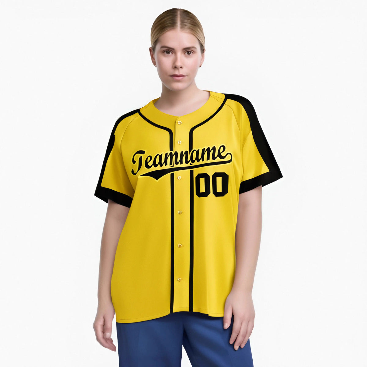 Custom Yellow Black Baseball Jersey