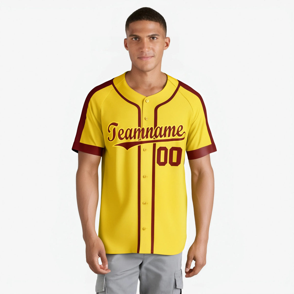 Custom Yellow Crimson Baseball Jersey