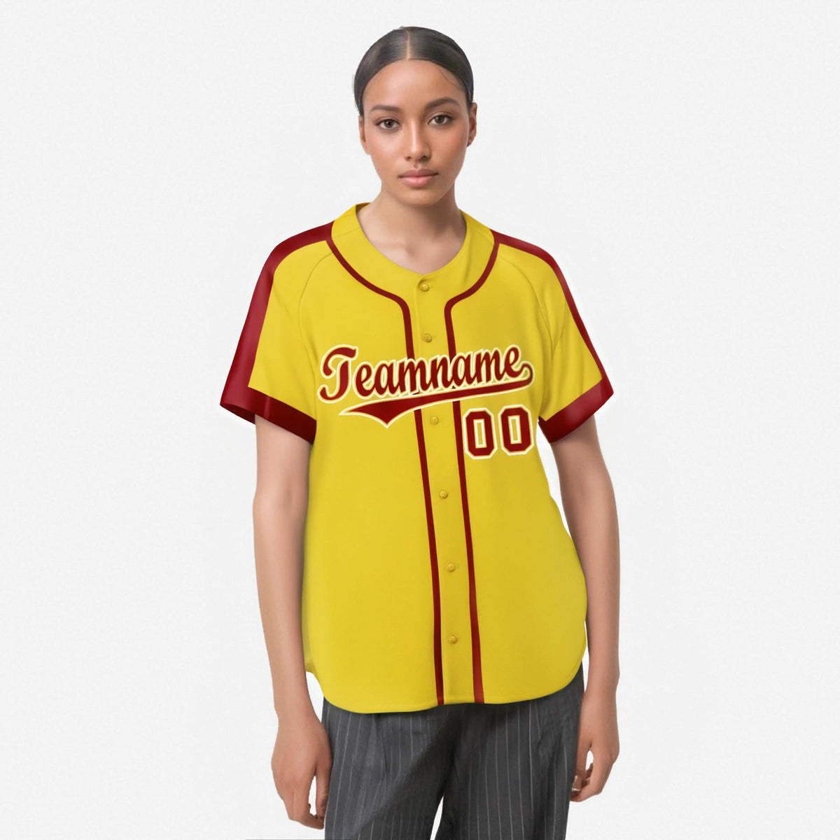 Custom Yellow Red White Baseball Jersey