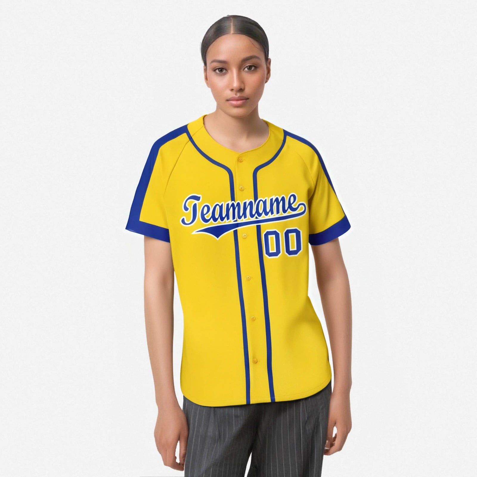Custom Yellow Purple White Baseball Jersey