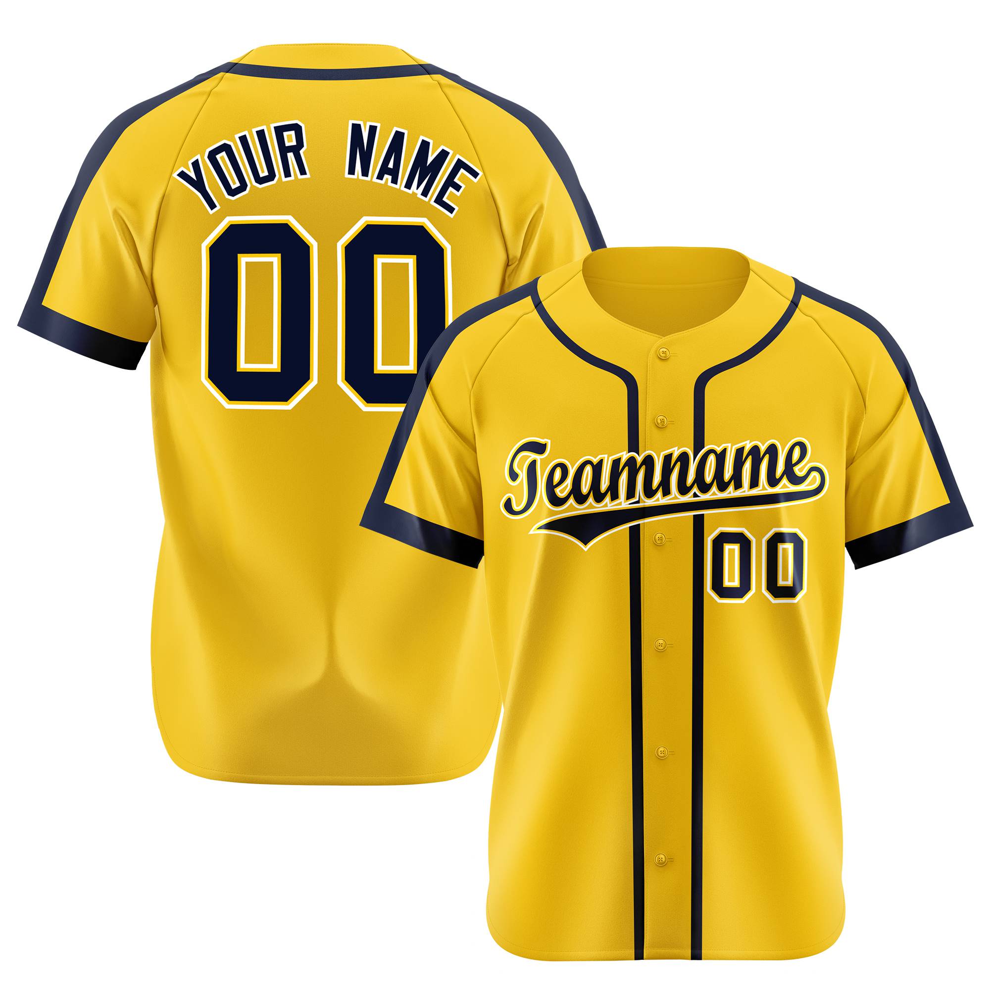 Custom Yellow Black White Baseball Jersey