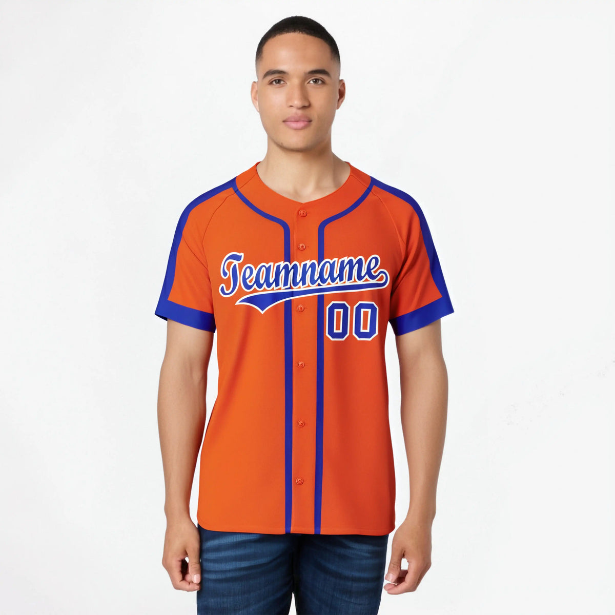 Custom Orange Blue White Baseball Jersey