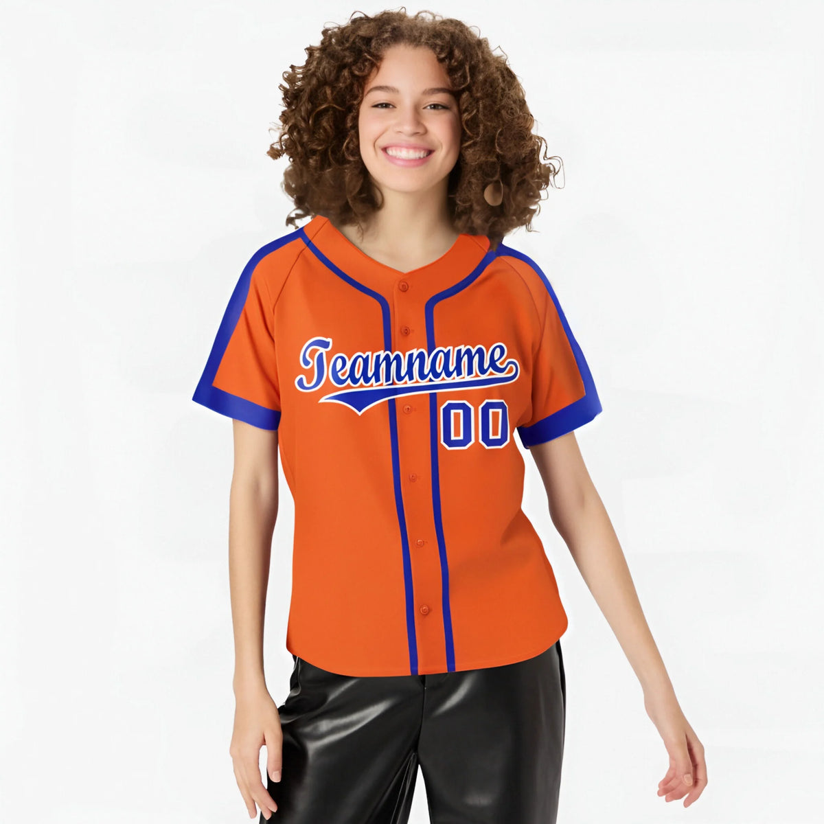 Custom Orange Blue White Baseball Jersey
