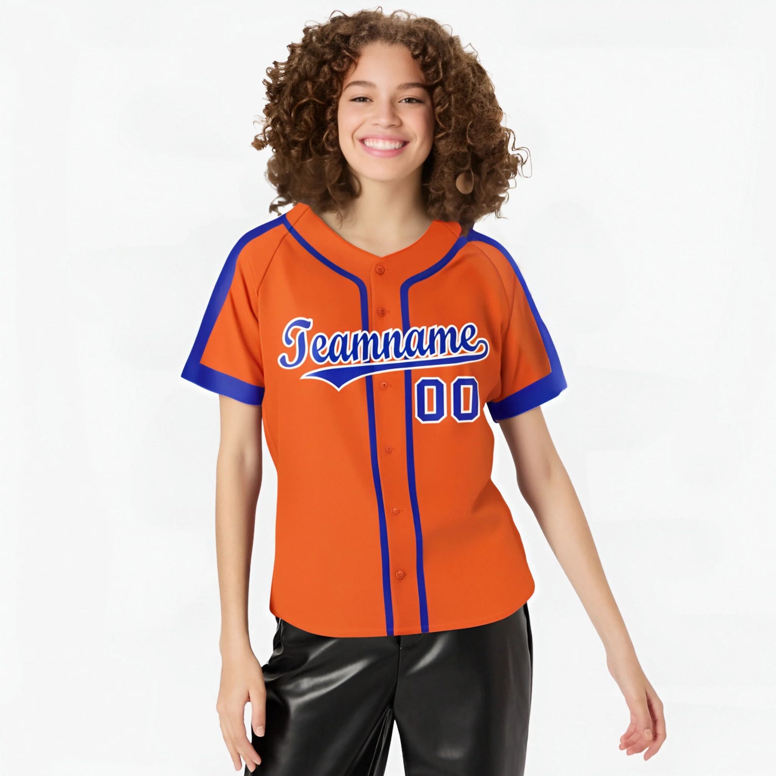 Custom Orange Blue White Baseball Jersey