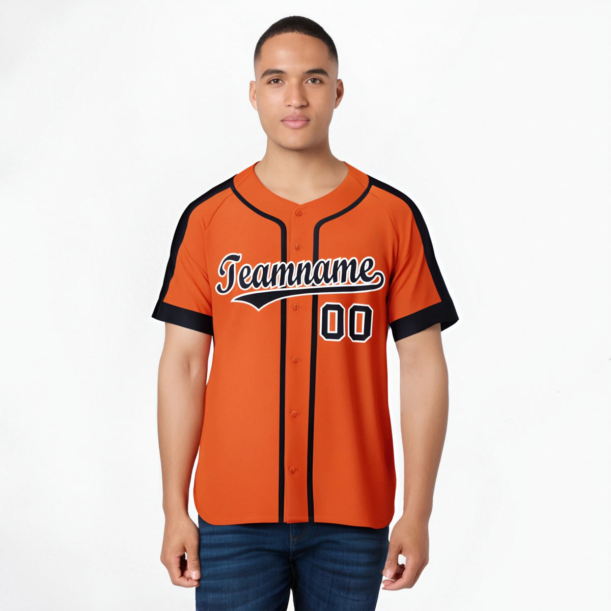 Custom Orange Black White Baseball Jersey