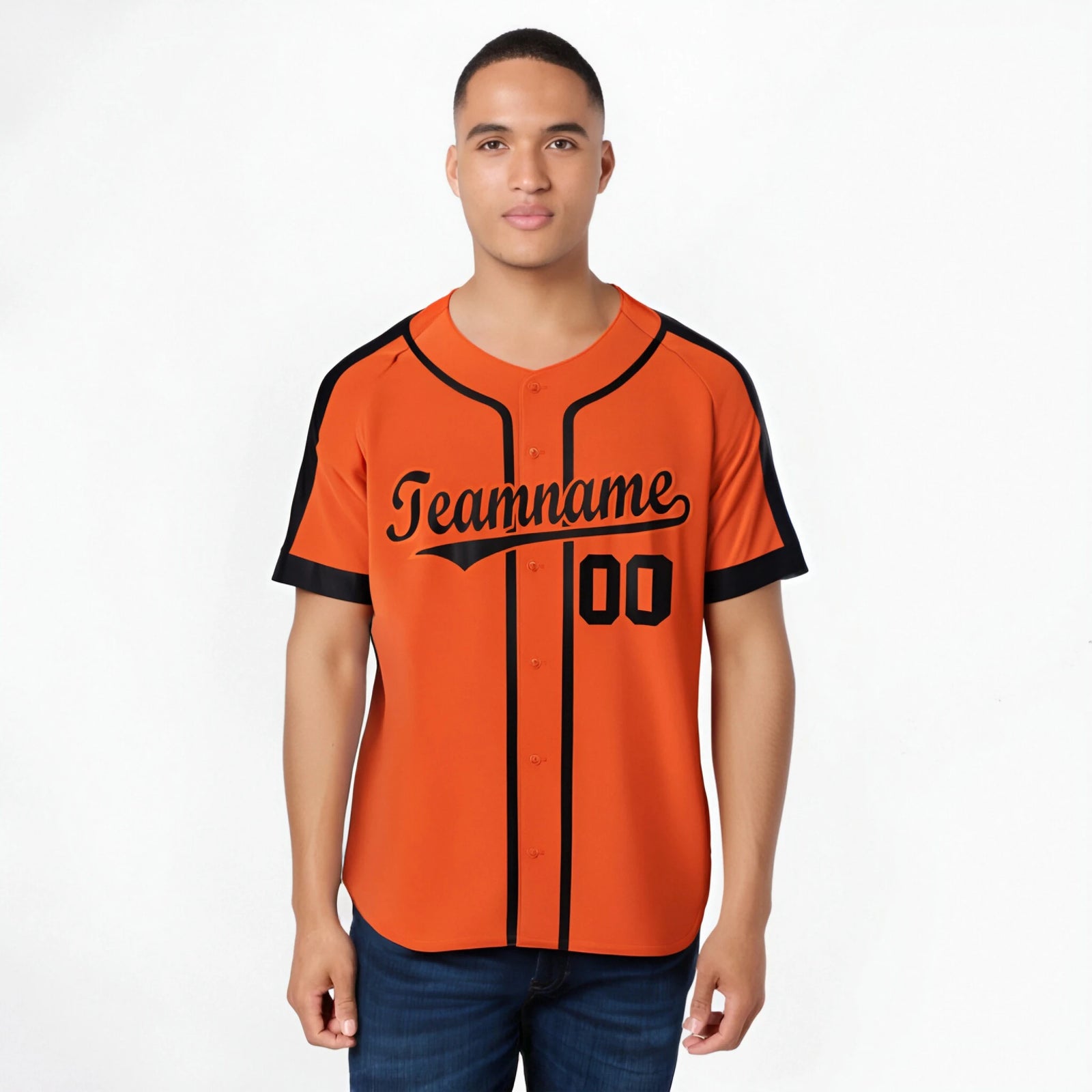 Custom Orange Black Baseball Jersey