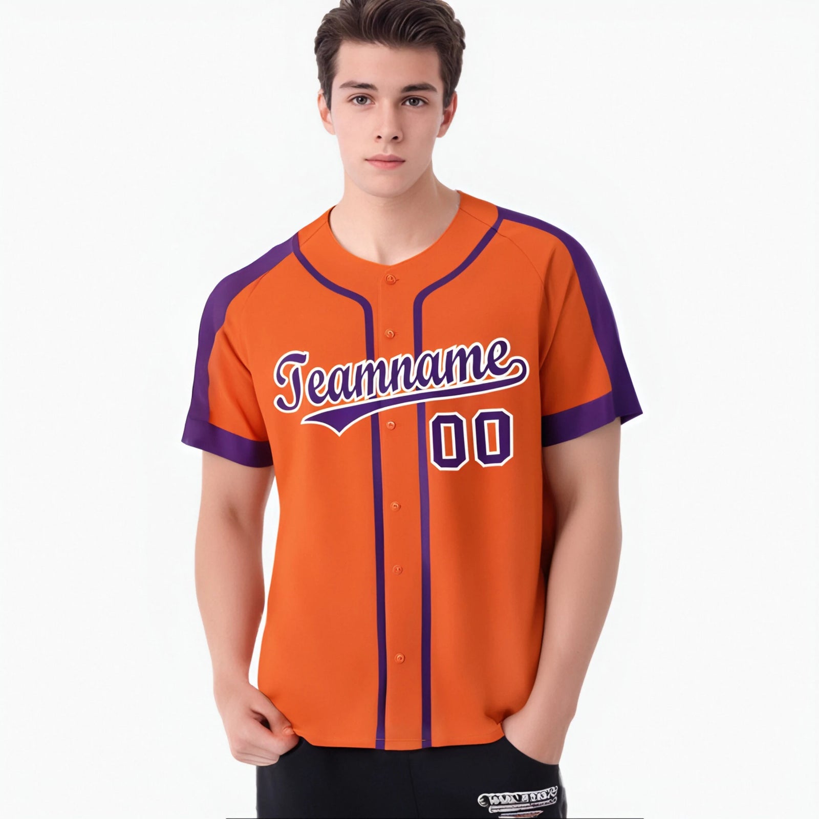 Custom Orange Purple White Baseball Jersey