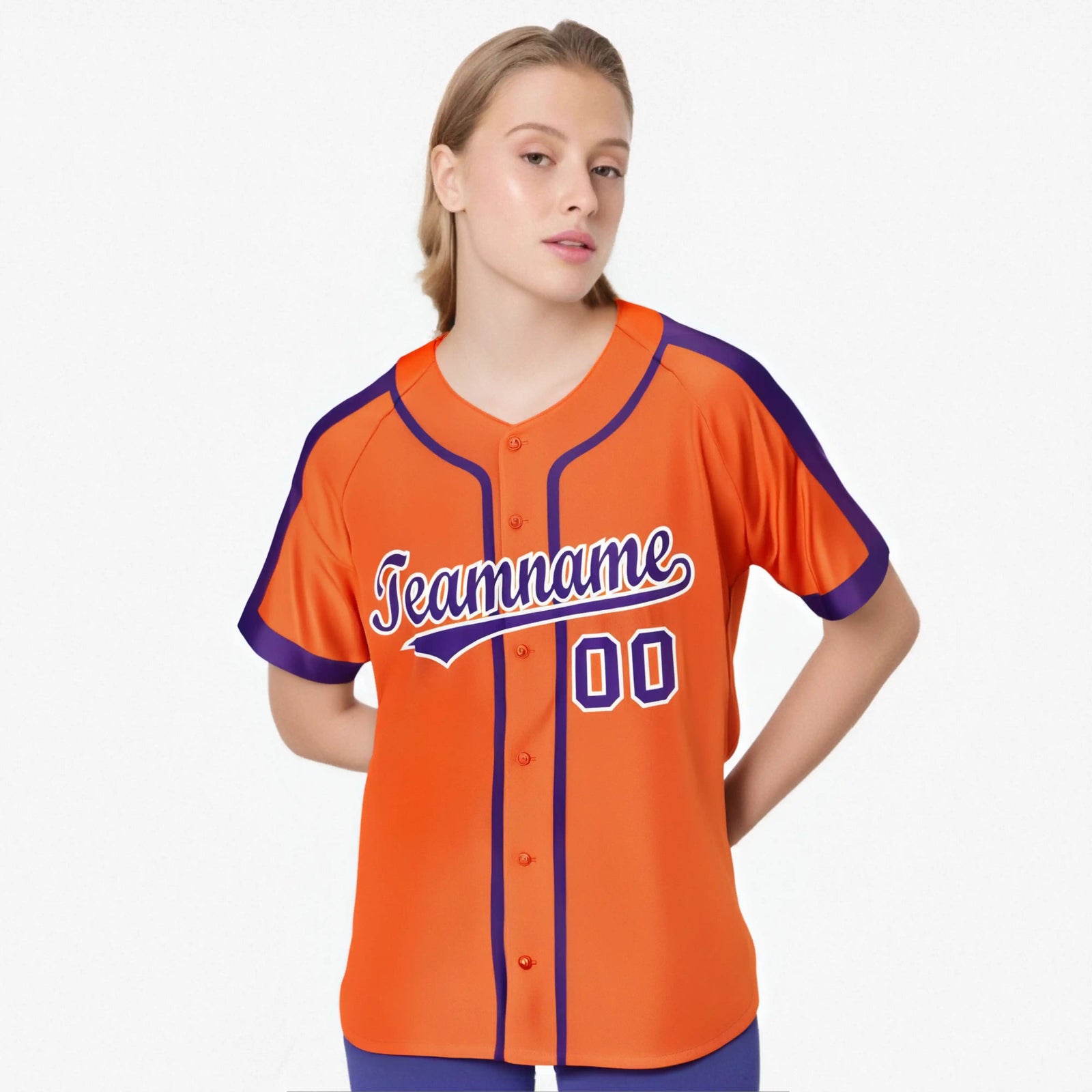 Custom Orange Purple White Baseball Jersey