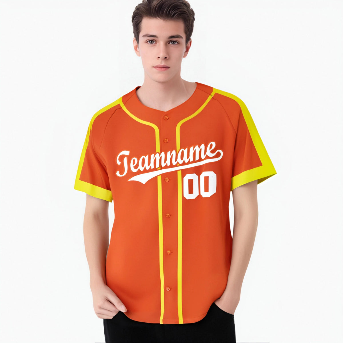 Custom Orange Yellow White Baseball Jersey