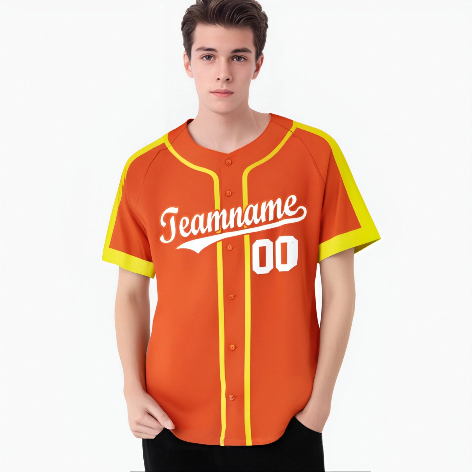 Custom Orange Yellow White Baseball Jersey