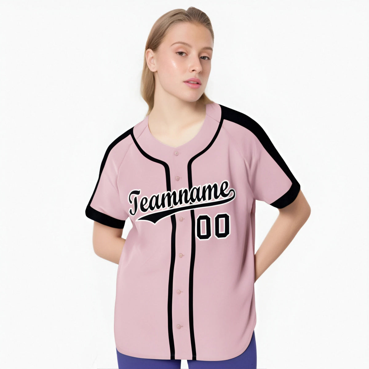 Custom Pink Black White Baseball Jersey