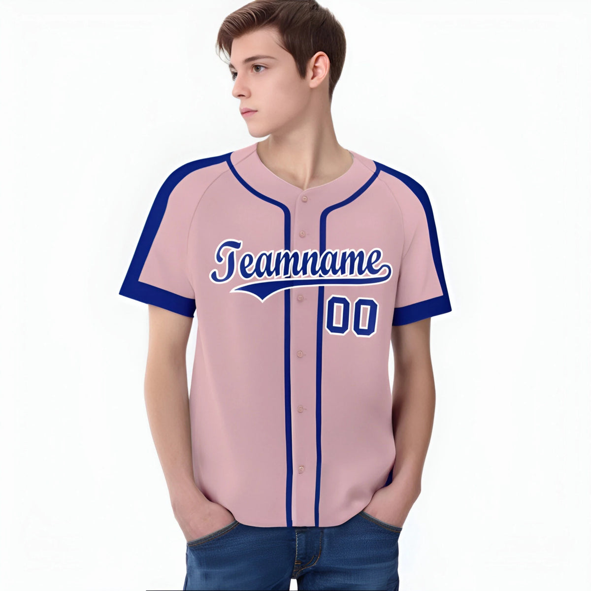 Custom Pink Blue White Baseball Jersey