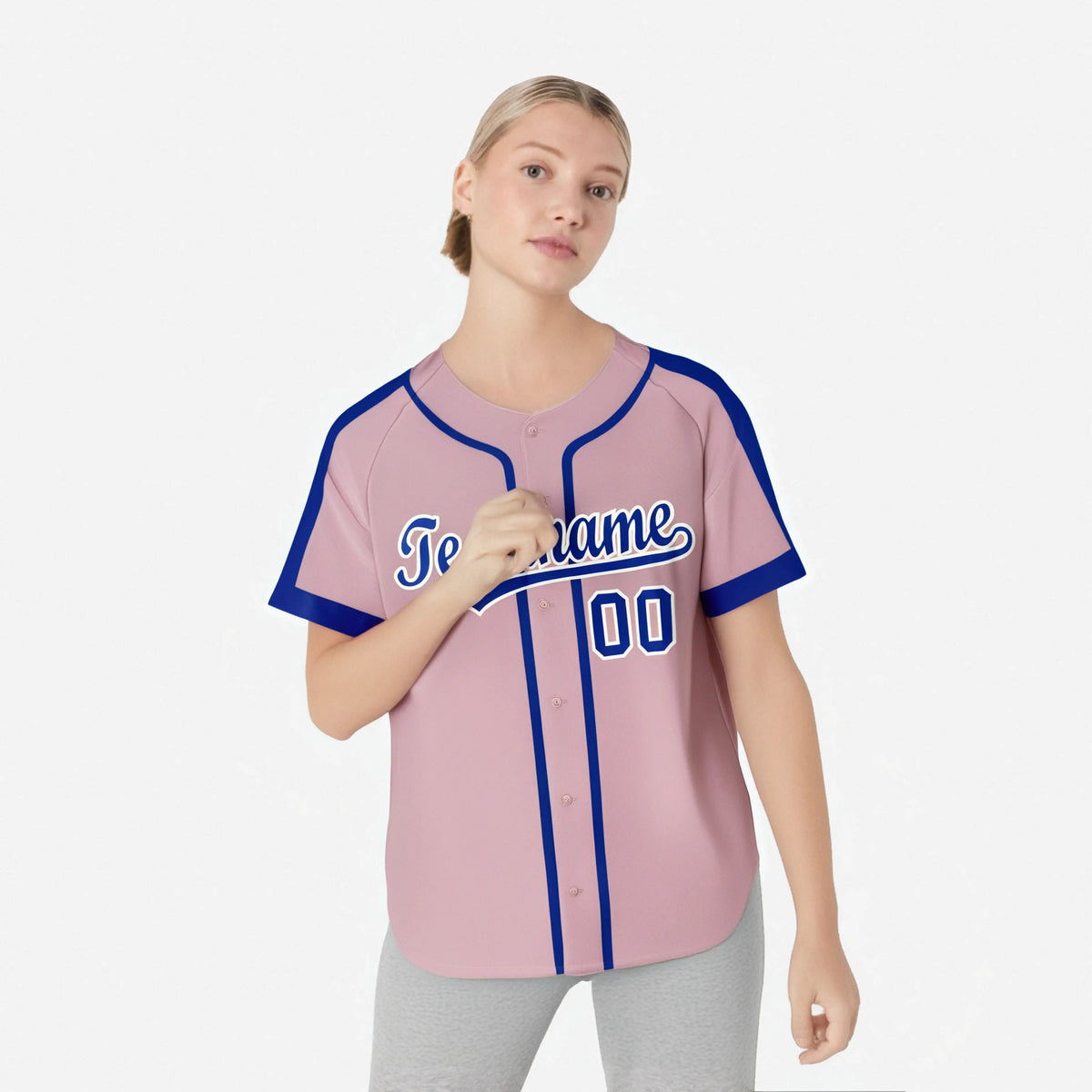 Custom Pink Blue White Baseball Jersey