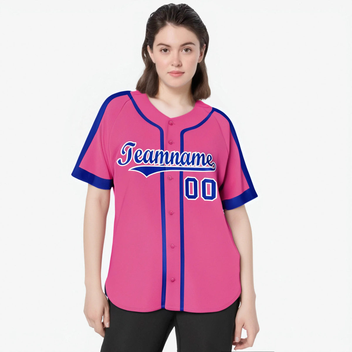 Custom Pink Blue White Baseball Jersey