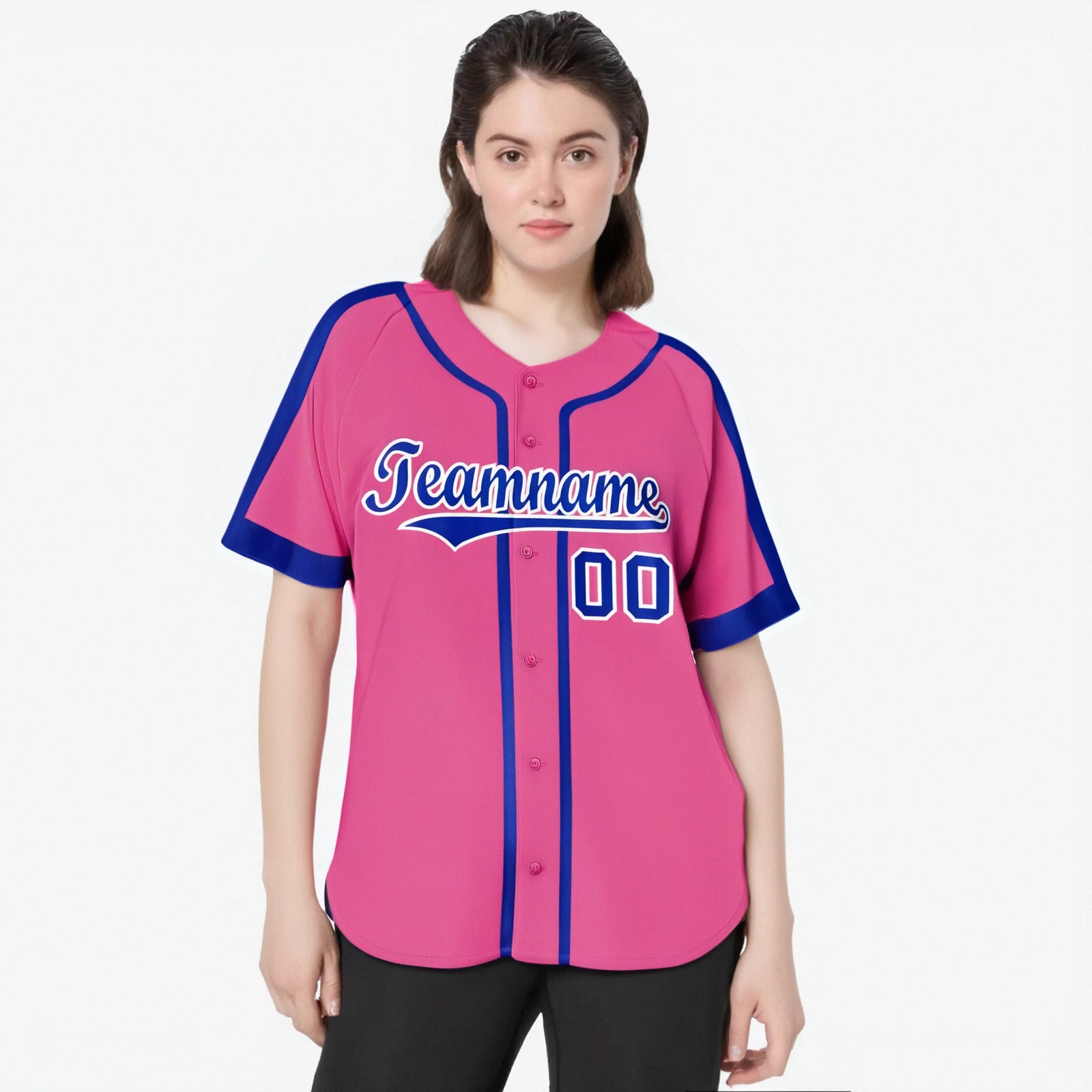 Custom Pink Blue White Baseball Jersey