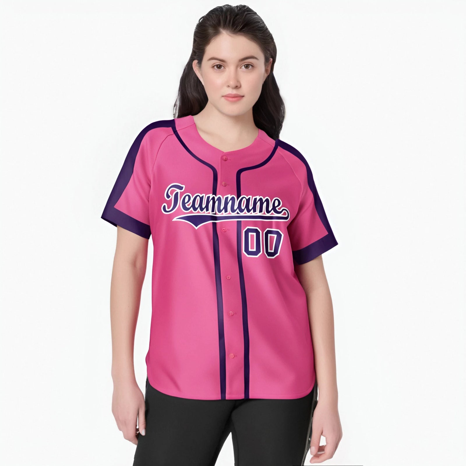 Custom Pink Purple White Baseball Jersey