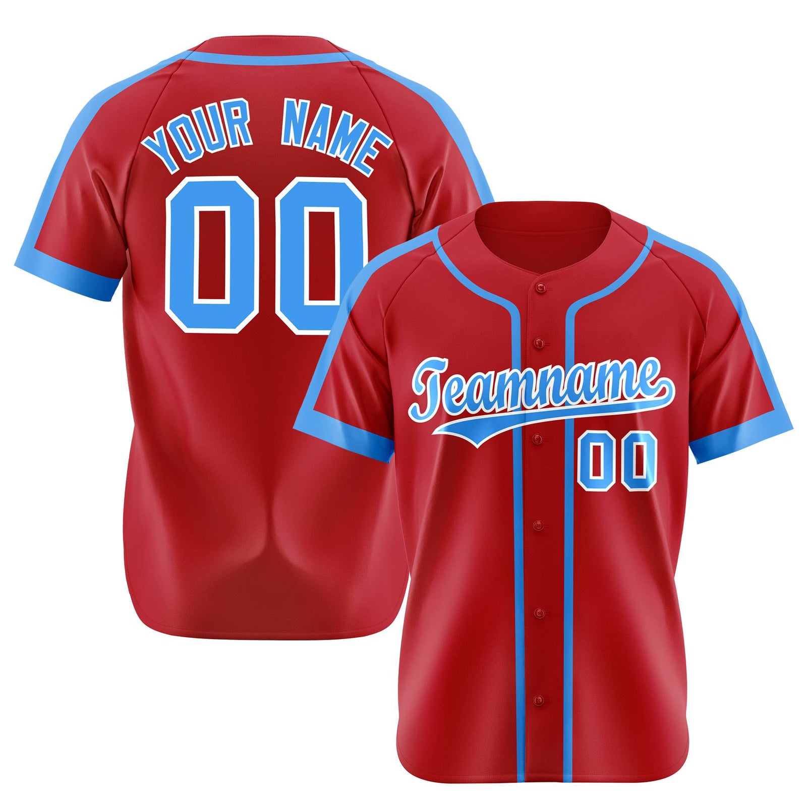 Custom Red Blue White Baseball Jersey
