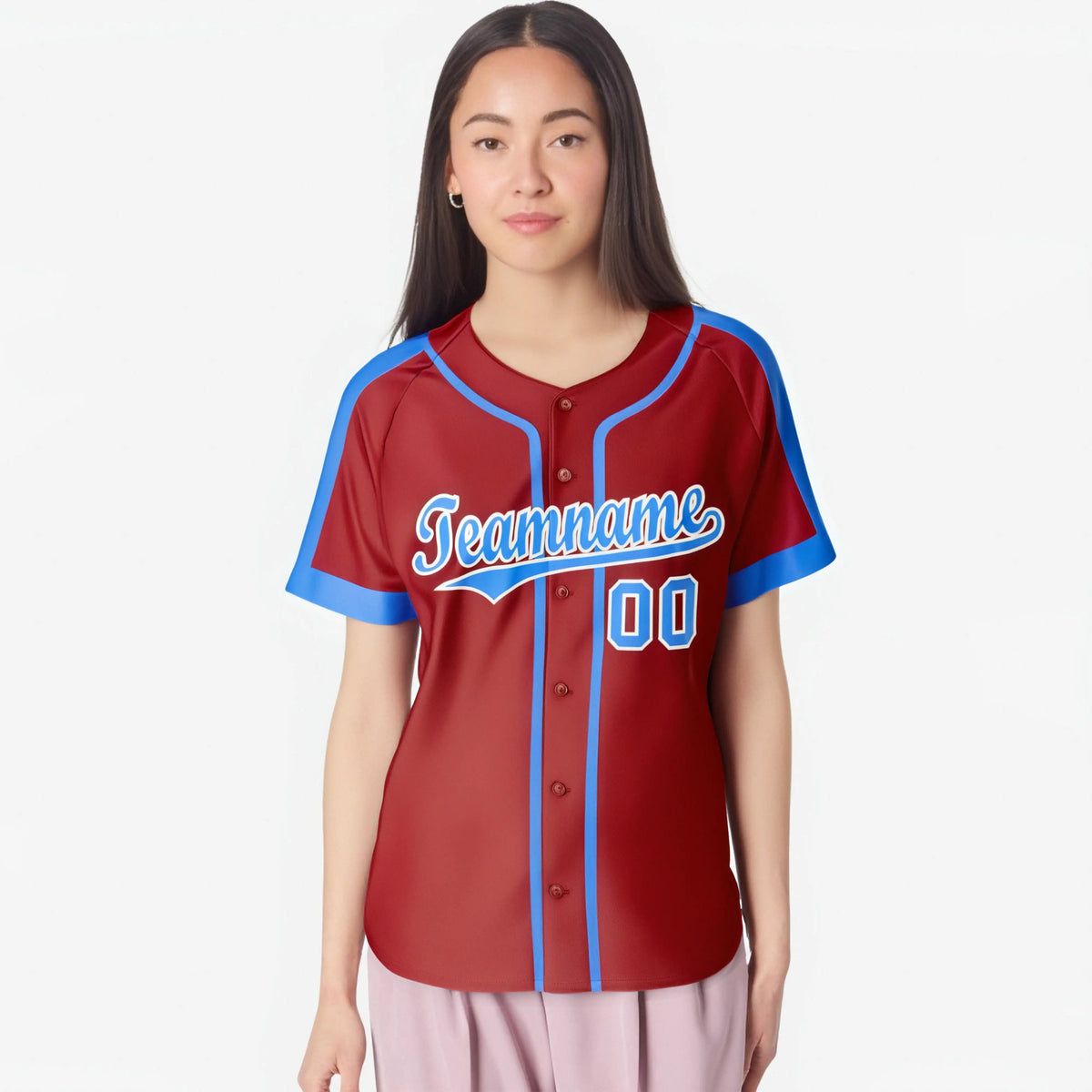 Custom Red Blue White Baseball Jersey